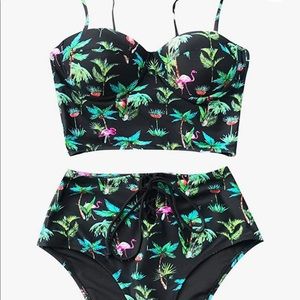 Cupshe Coconut Palm & Flamingo Bikini Set Size M